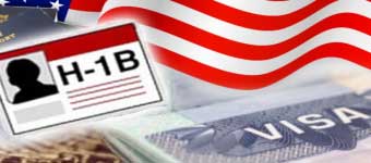 H-1B, American Flag, and US Visa Collage