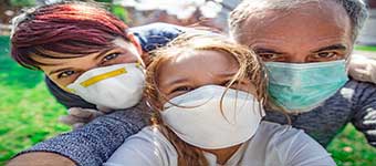 Selfie of Family Wearing Face Masks