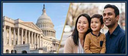 Courthouse with Smiling Immigrant Family