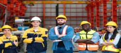 Diverse Factory Workers Standing with Arms Crossed