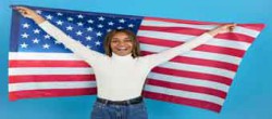 Proud African Woman Raising USA Flag